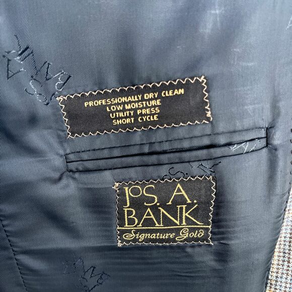 Jos A Bank Signature Gold Sport Coat Blue Wool Silk Windowpane Mens 41L 41 Long - Picture 8 of 10